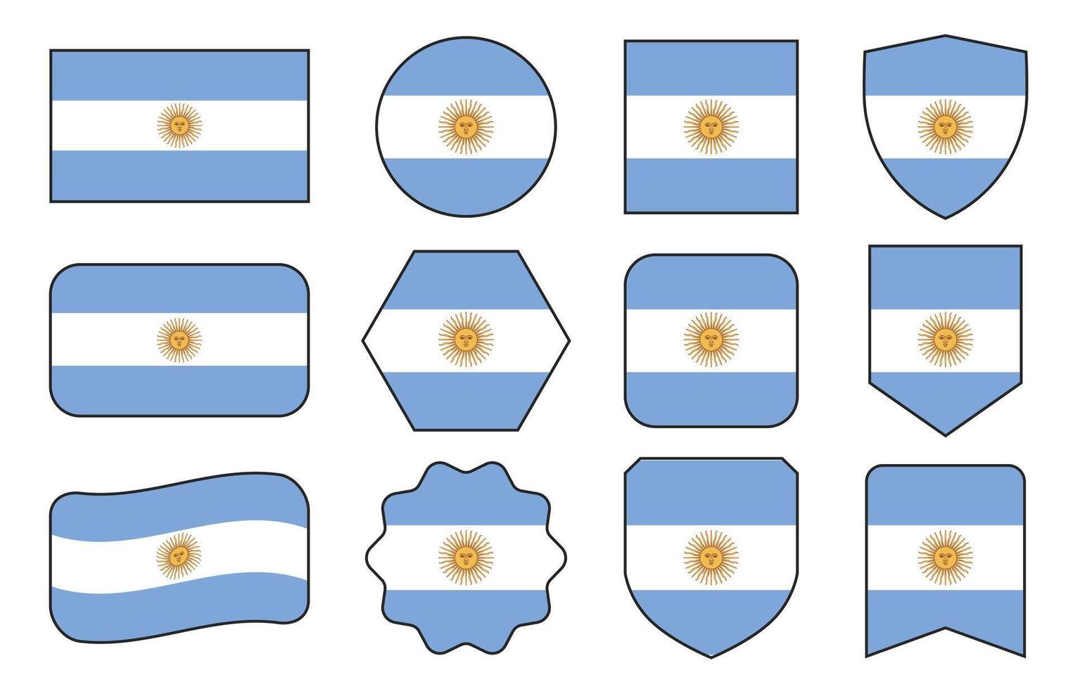 bandera de argentina en moderno resumen formas, ondulación, insignia, diseño modelo vector