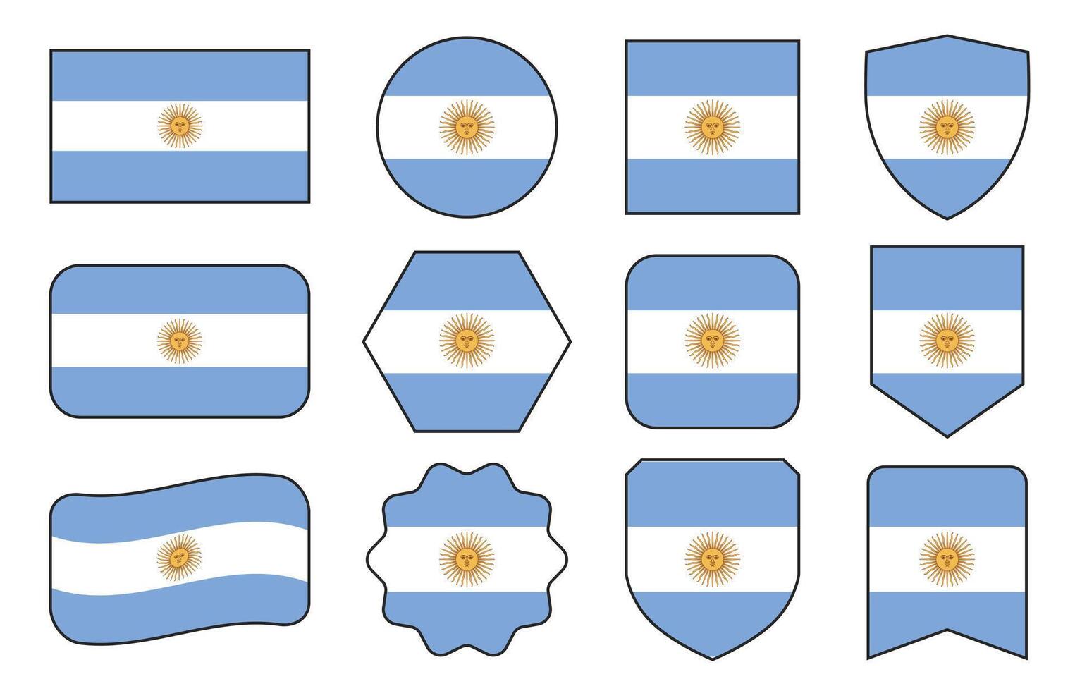 Flag of Argentina in modern abstract shapes, waving, badge, design template vector