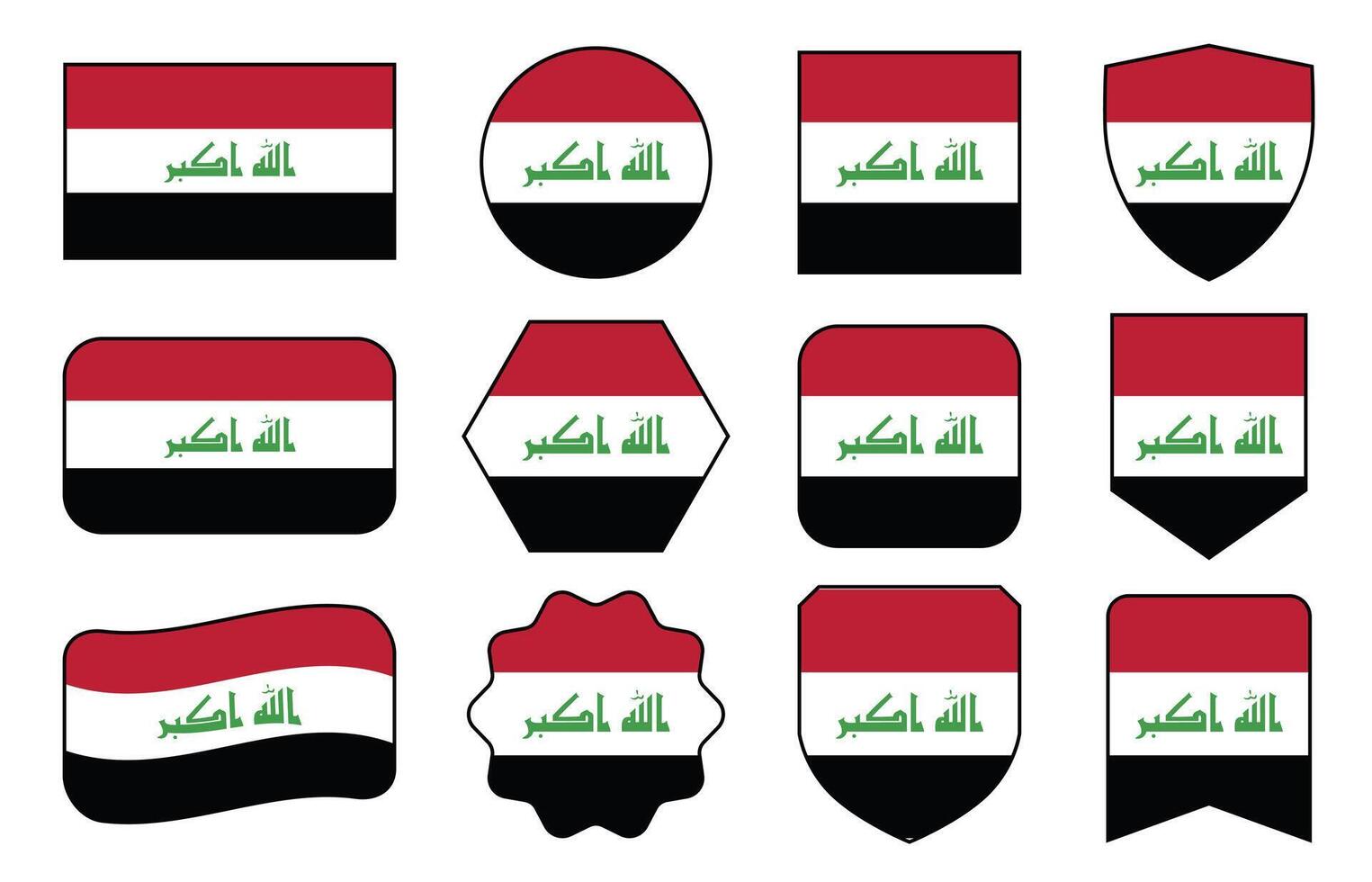Flag of Iraq in modern abstract shapes, waving, badge, design template vector