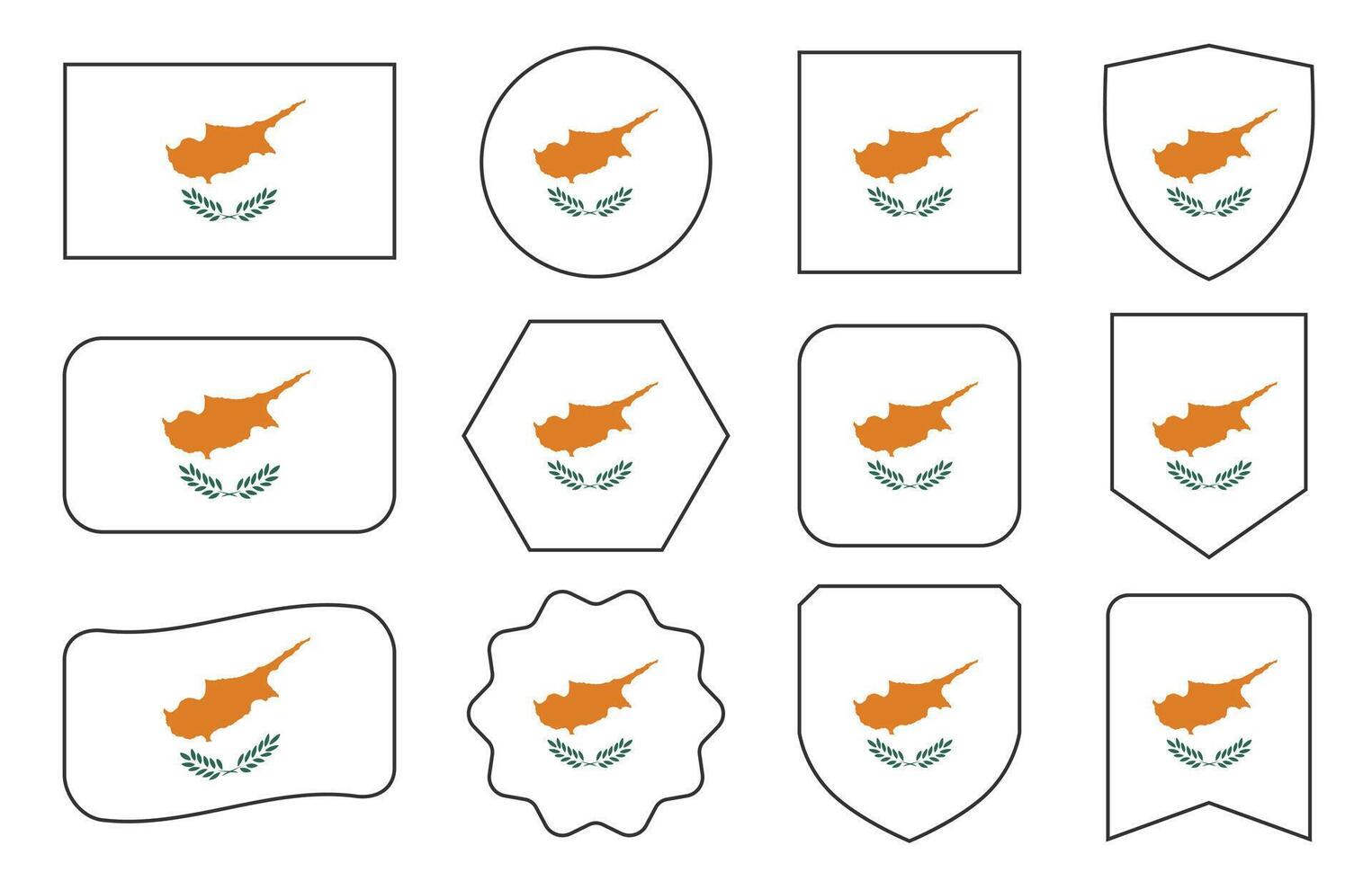 Flag of Cuprus in modern abstract shapes, waving, badge, design template vector