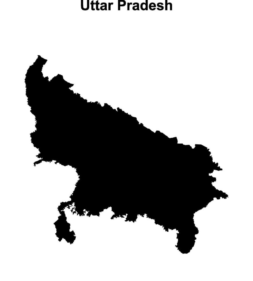 Uttar Pradesh state blank outline map vector