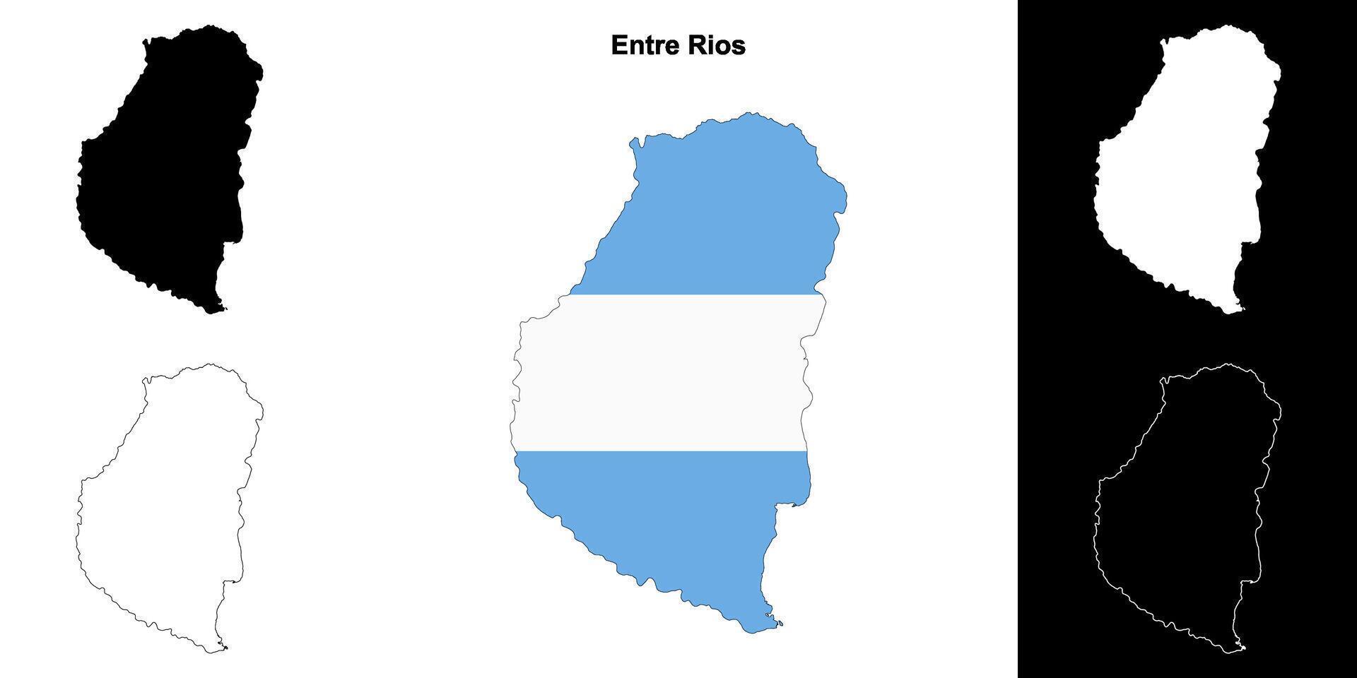 Entre Rios province outline map set vector