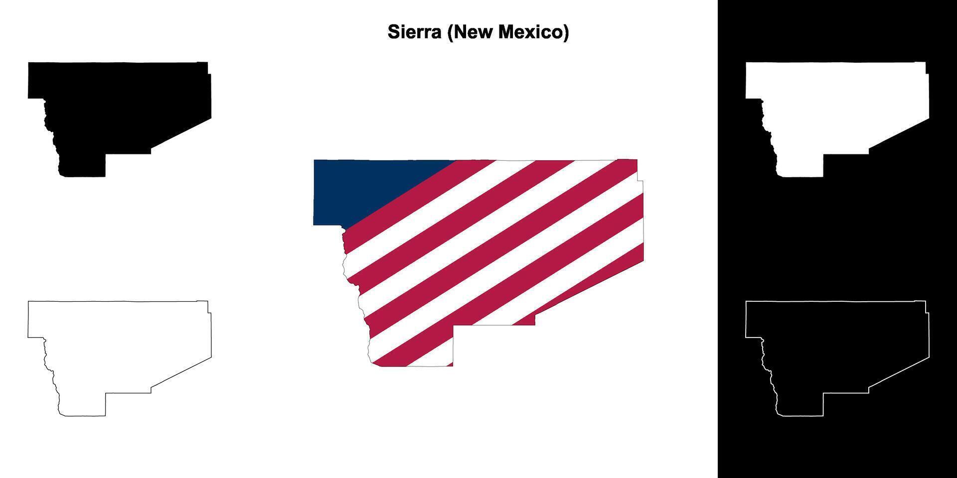 Sierra County, New Mexico outline map set vector