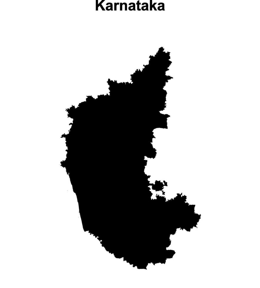 Karnataka state blank outline map vector