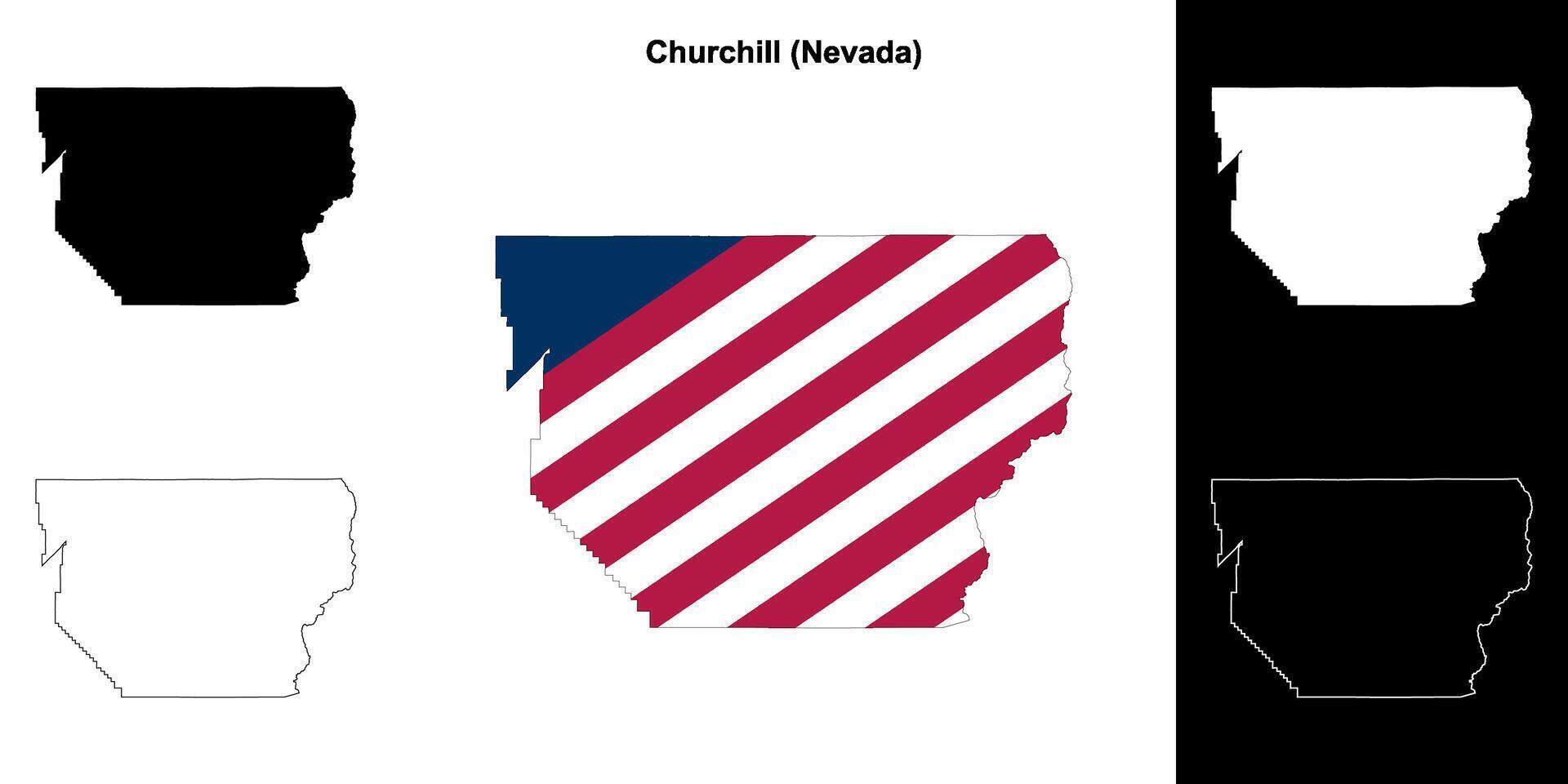 Churchill condado, Nevada contorno mapa conjunto vector