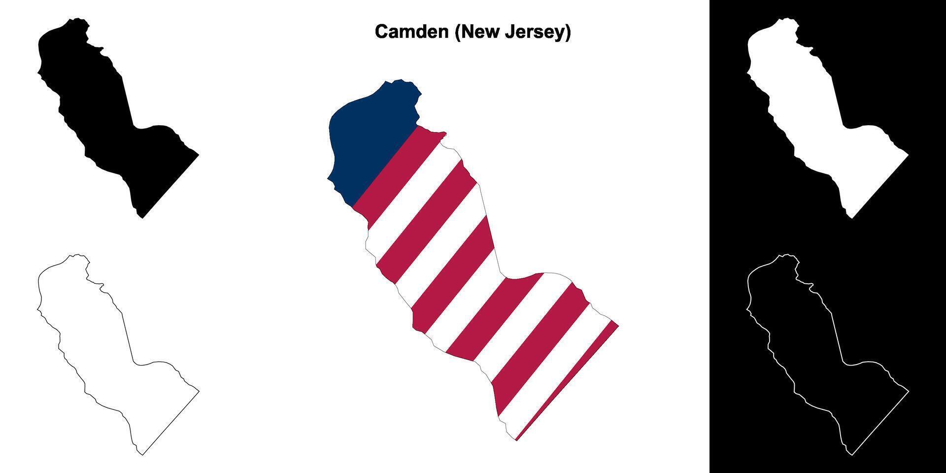 Camden County, New Jersey outline map set vector