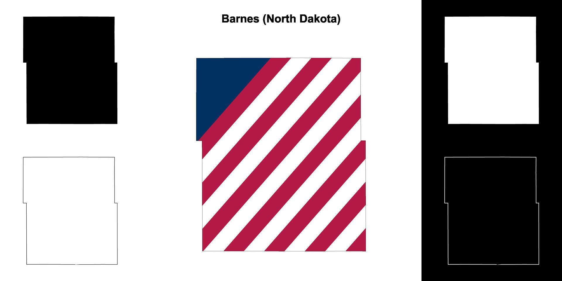 Barnes County, North Dakota outline map set vector