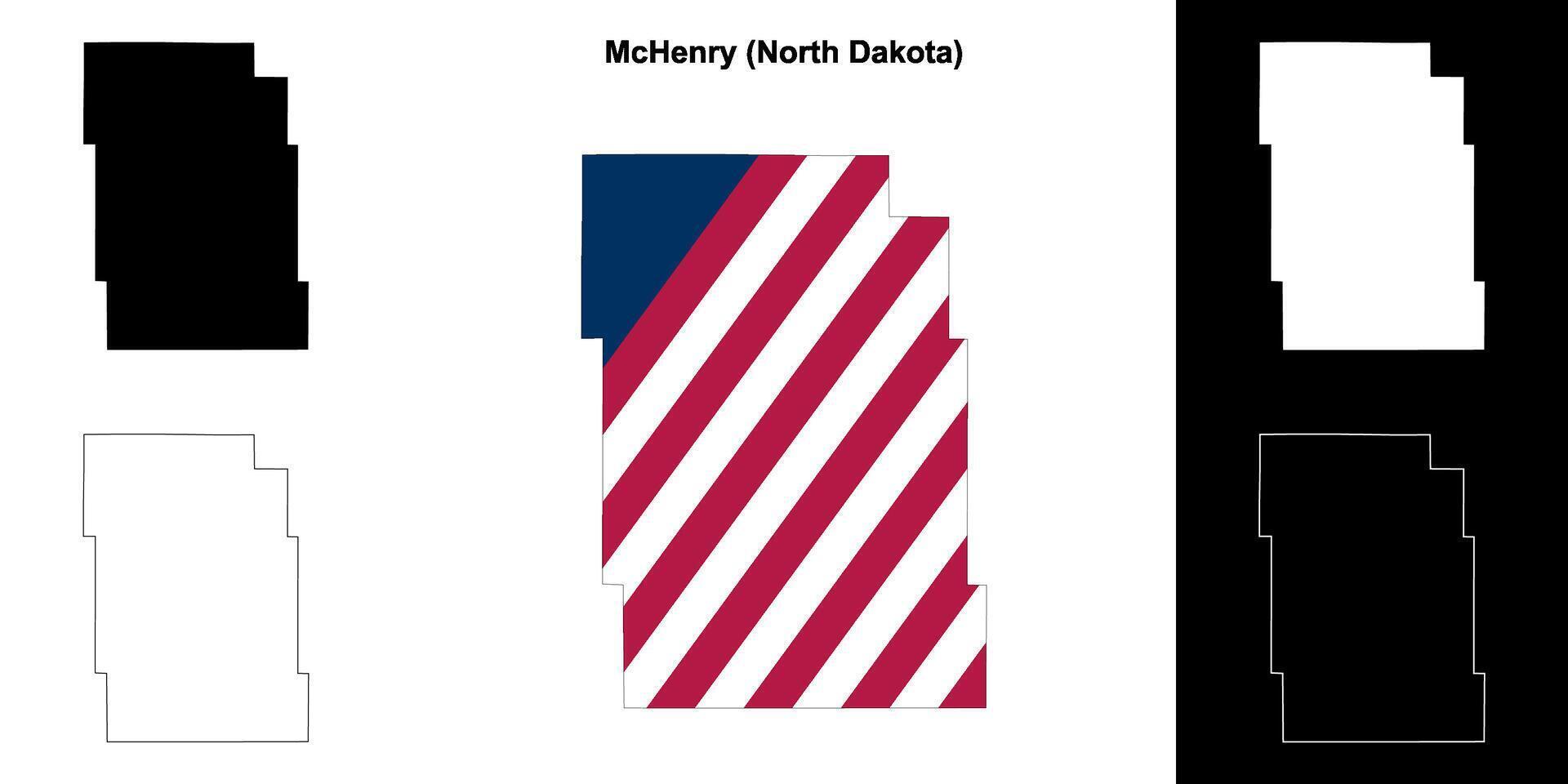 McHenry County, North Dakota outline map set vector