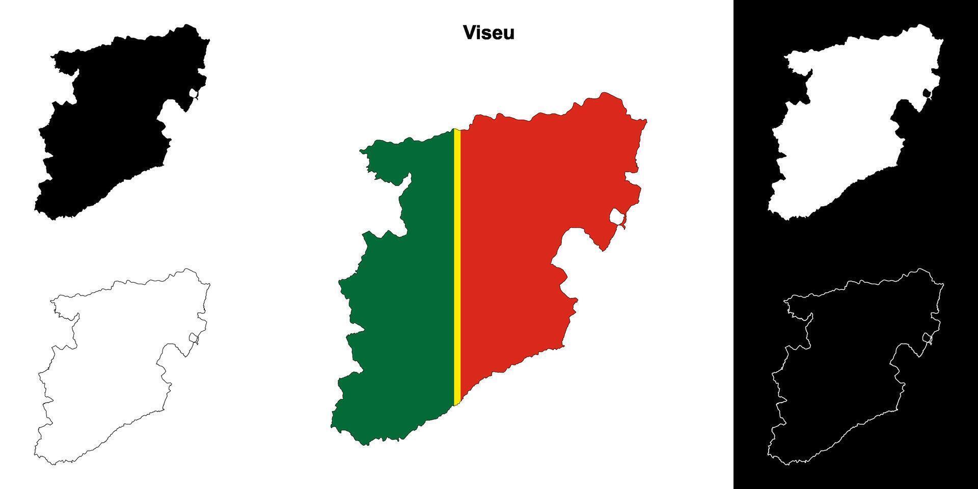 viseu distrito contorno mapa conjunto vector