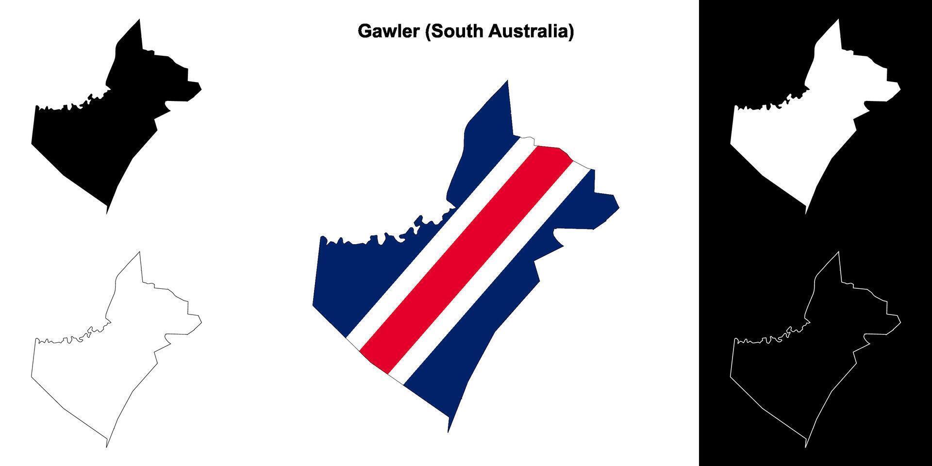 Gawler blank outline map set vector