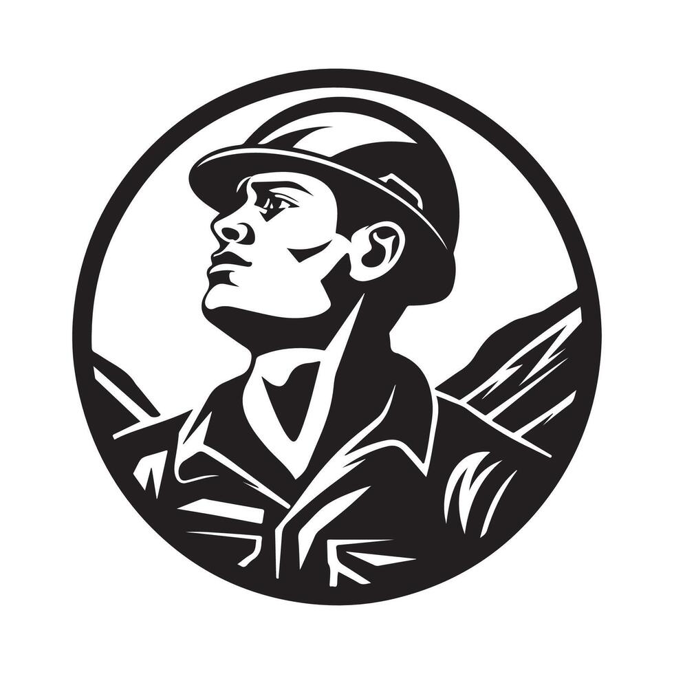 Coal miner Logo on circle Design Image vector