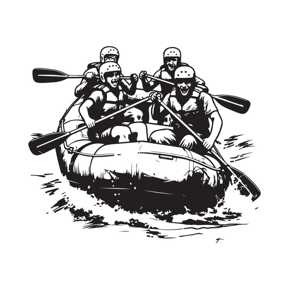 Rafting Adventure Team in Image, Design, Graphic on white background vector