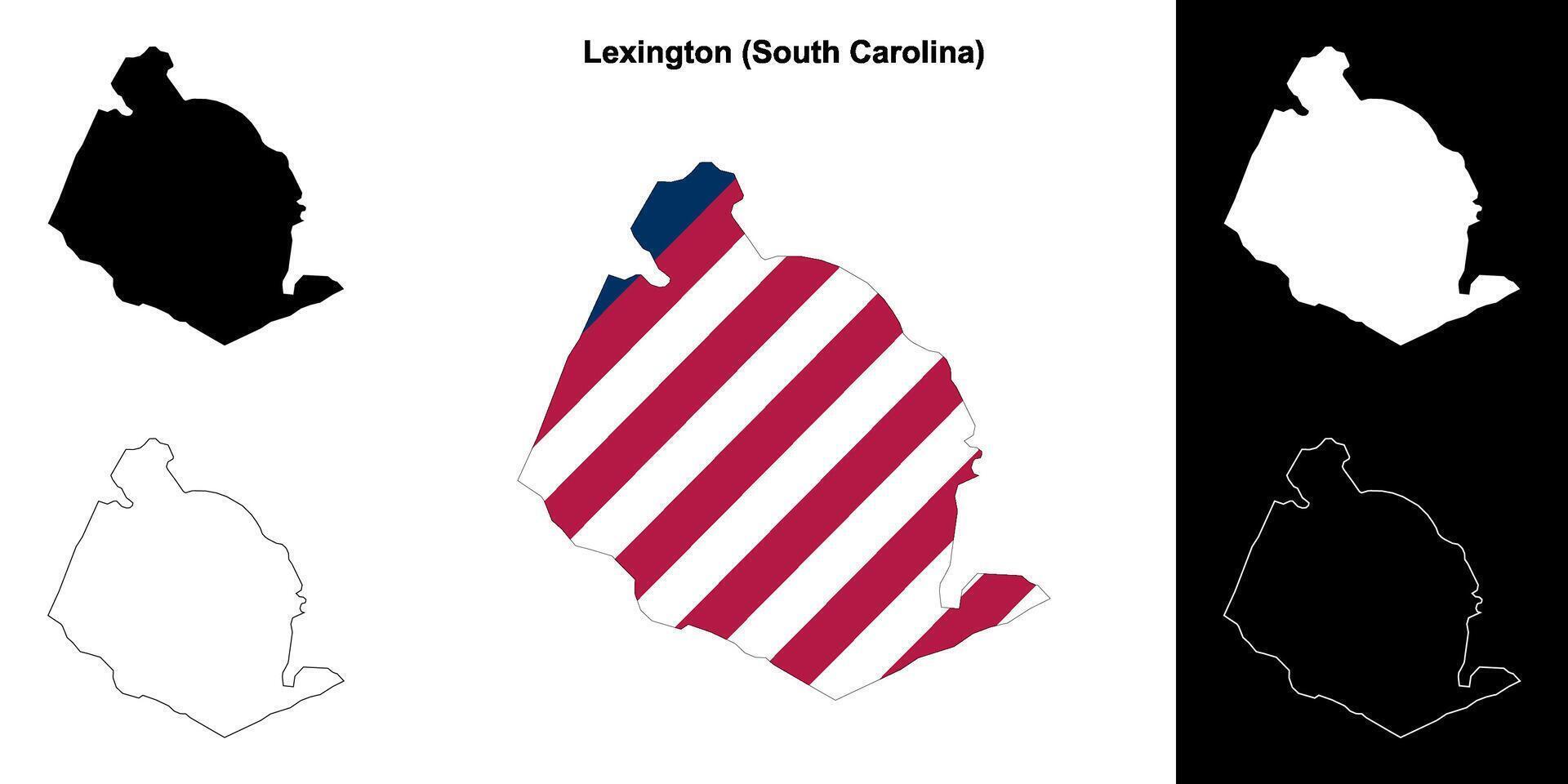 Lexington County, South Carolina outline map set vector