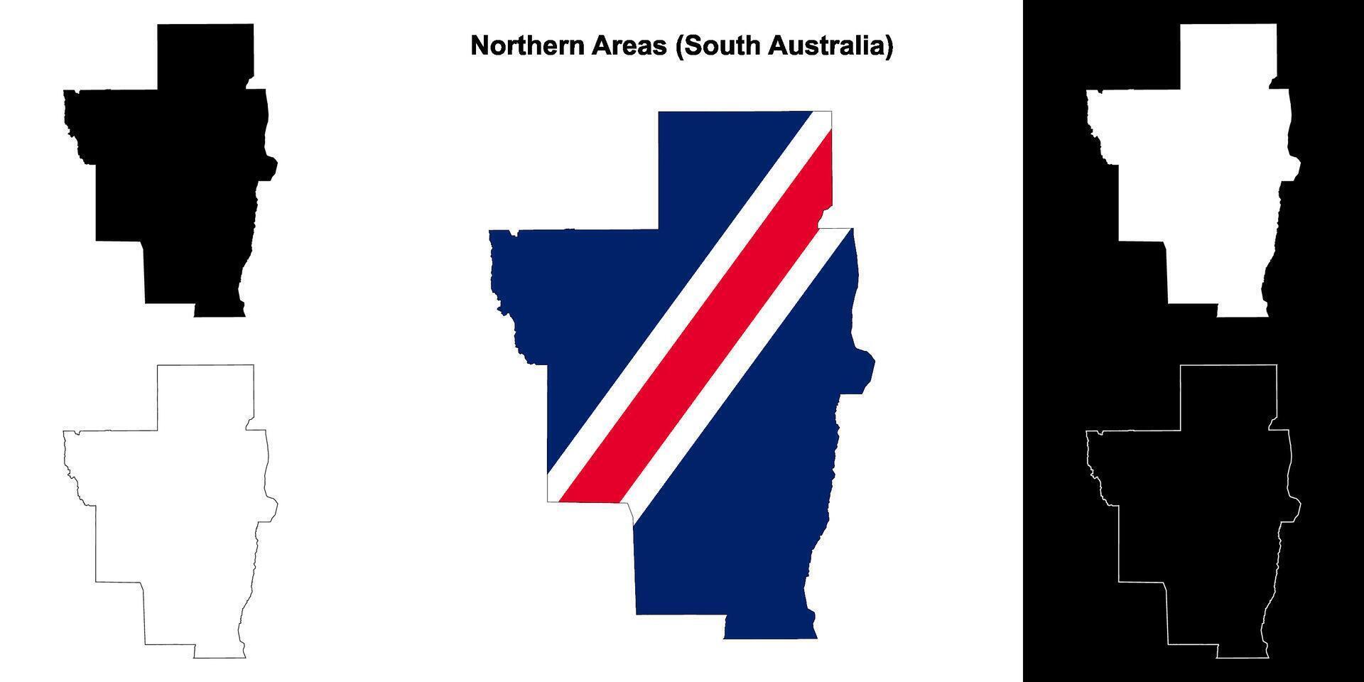 Northern Areas blank outline map set vector