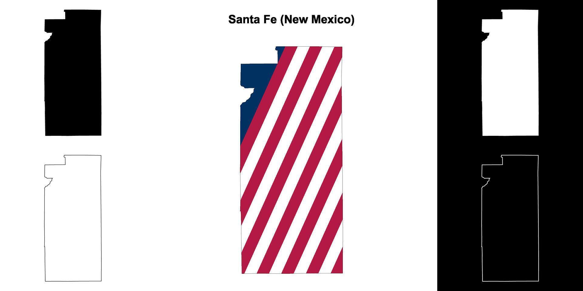 Santa Fe County, New Mexico outline map set vector