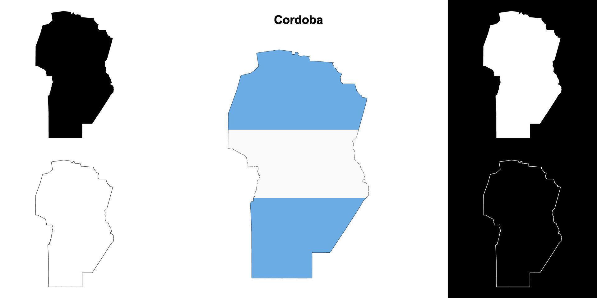 Cordoba province outline map set vector