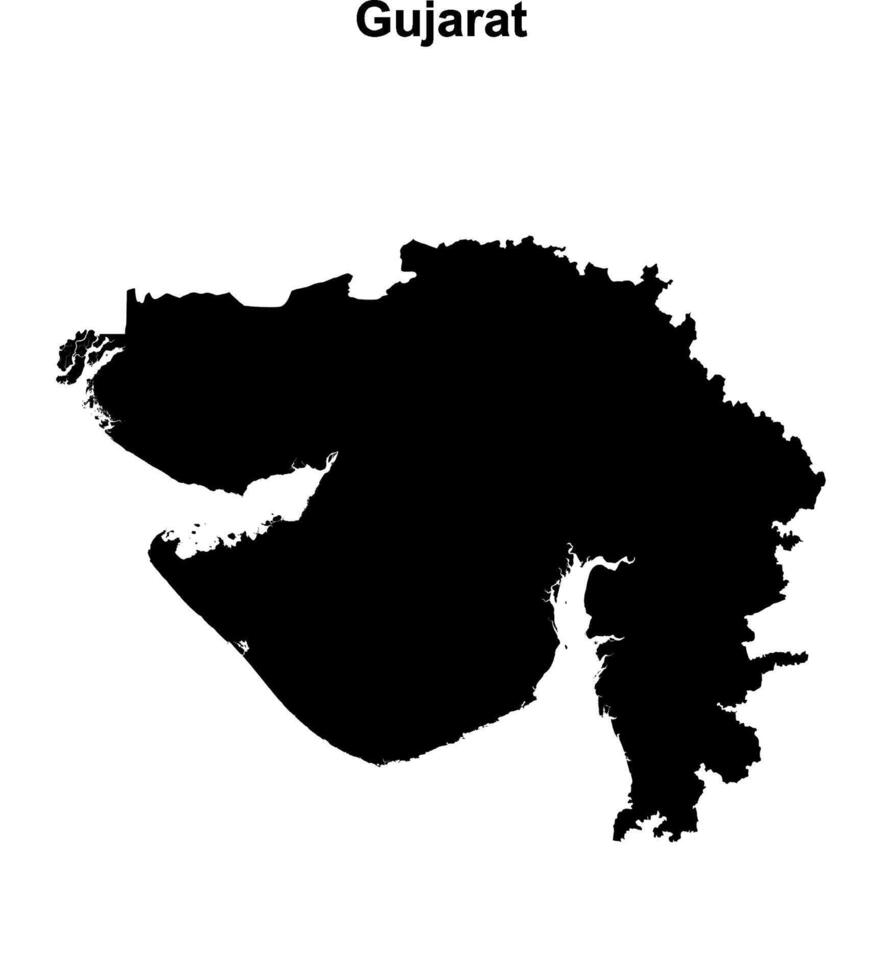Gujarat state blank outline map vector