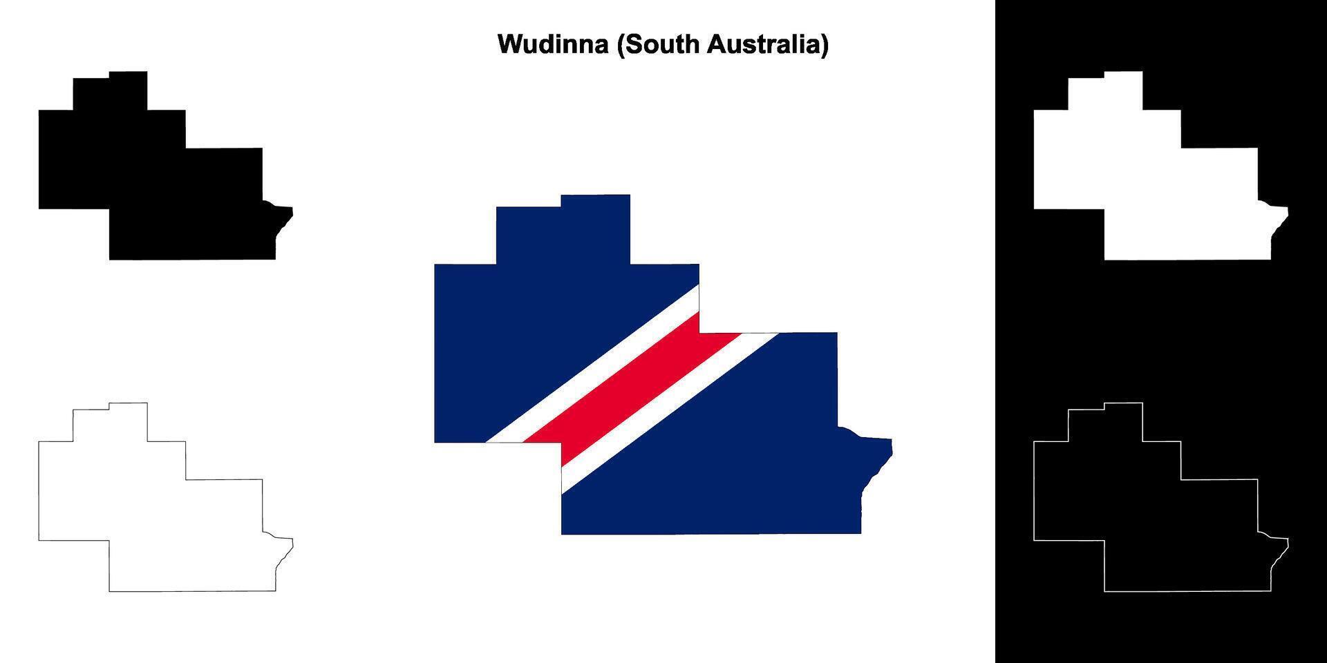 Wudinna blank outline map set vector