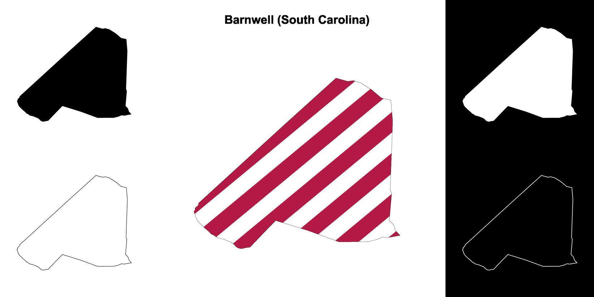 Barnwell County, South Carolina outline map set vector