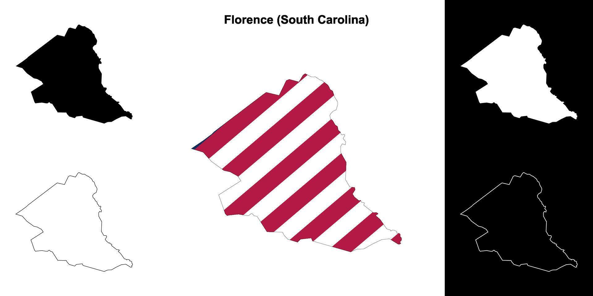 Florence County, South Carolina outline map set vector