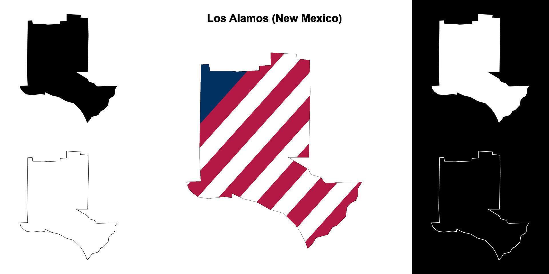 Los Alamos County, New Mexico outline map set vector