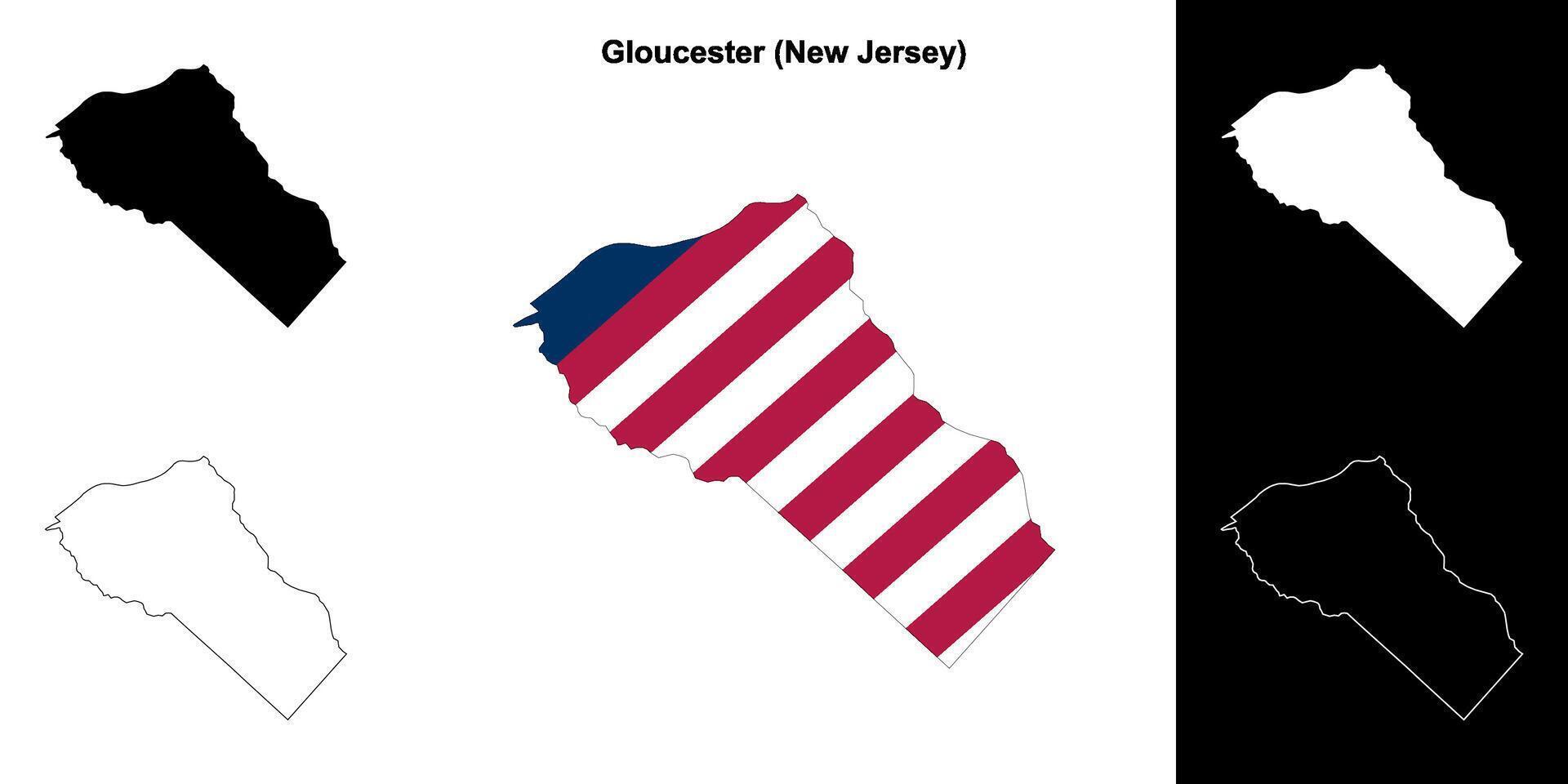 Gloucester County, New Jersey outline map set vector