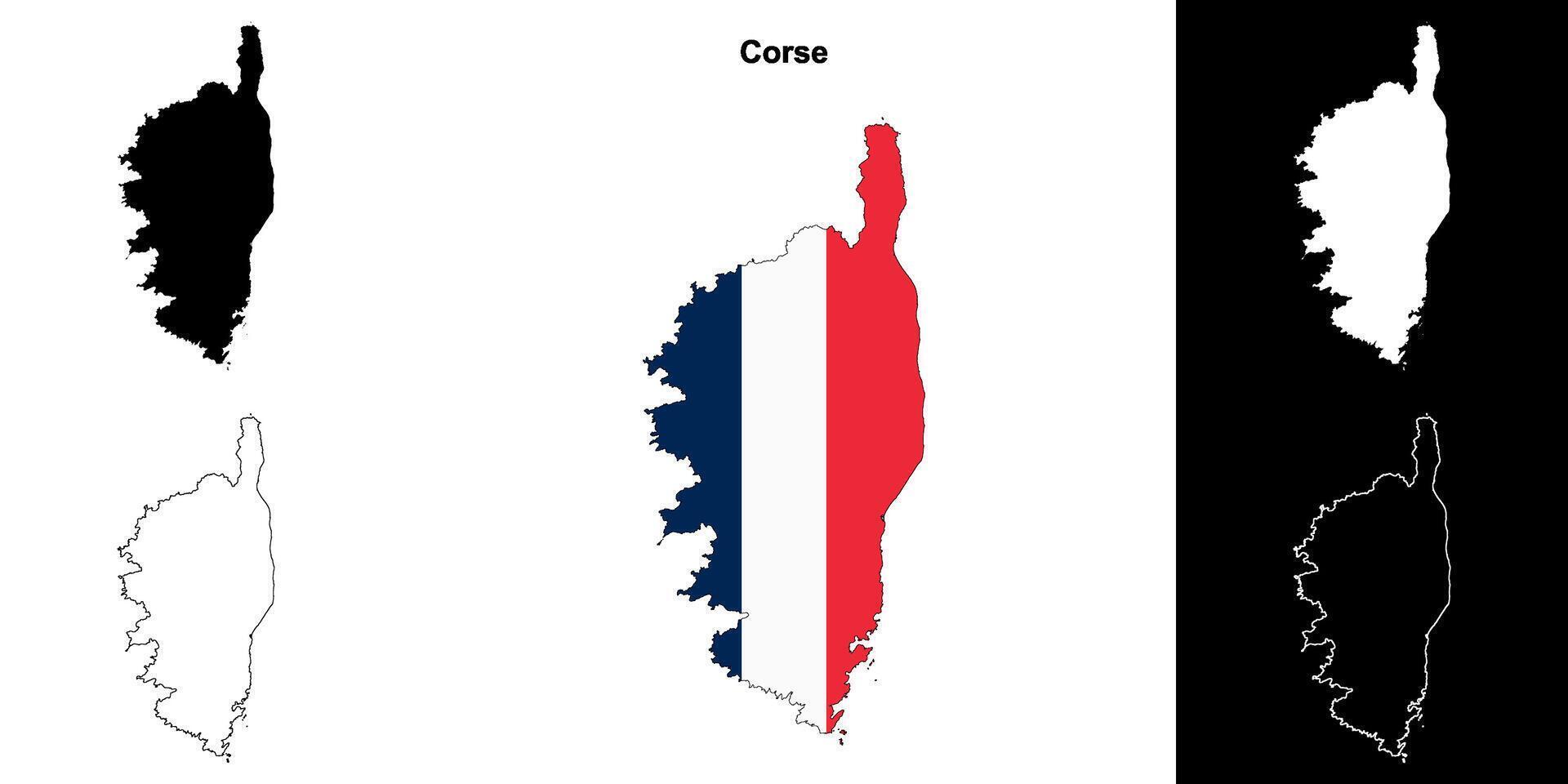 Corse region outline map set vector