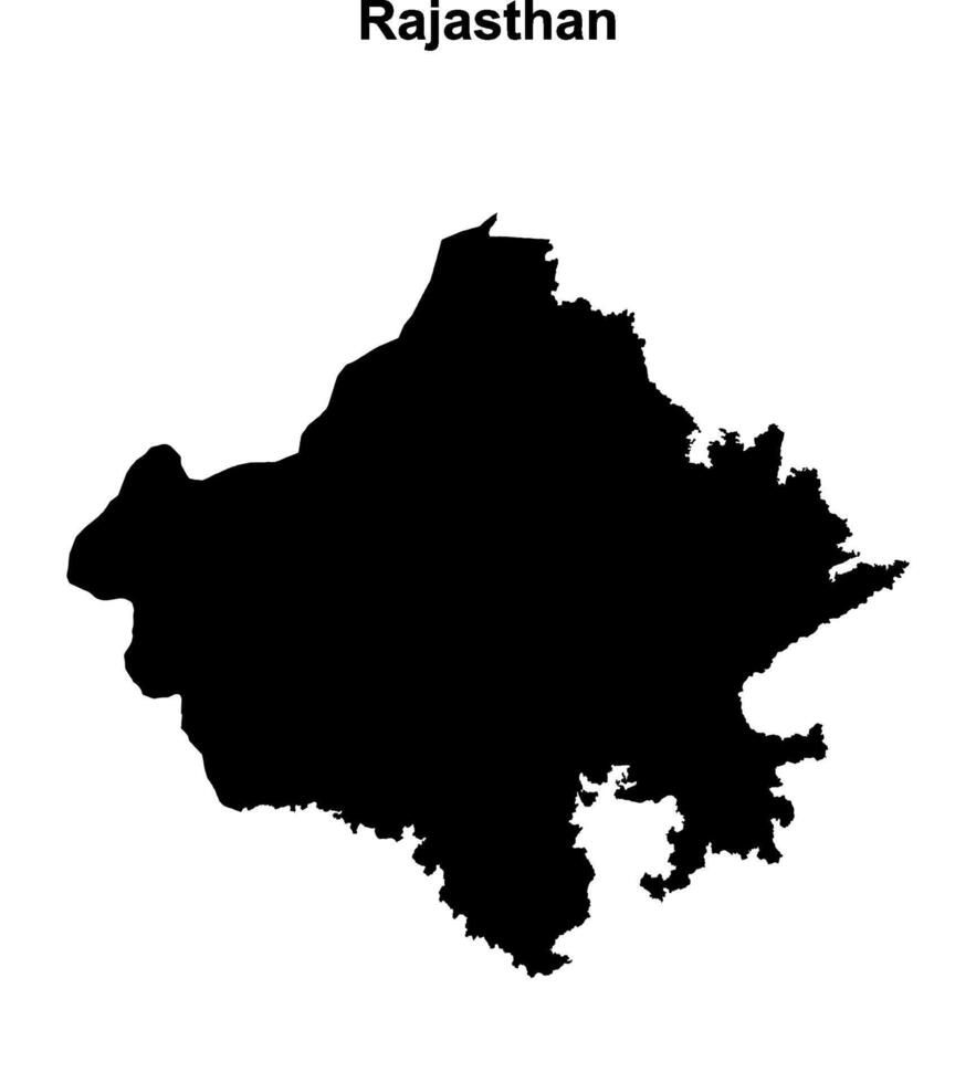 Rajasthan state blank outline map vector