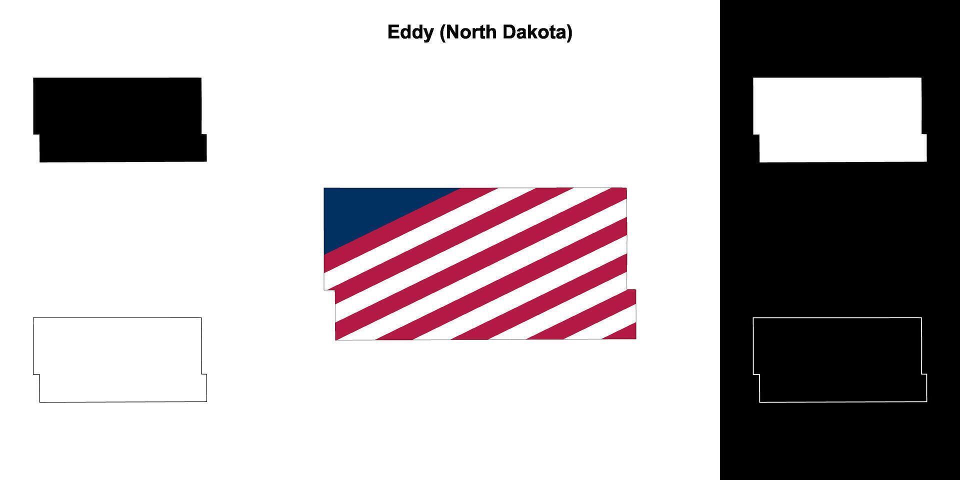 Eddy County, North Dakota outline map set vector