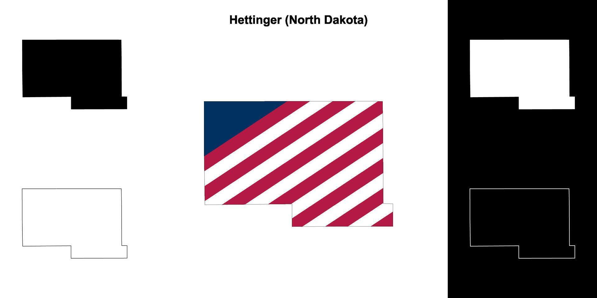 Hettinger County, North Dakota outline map set vector