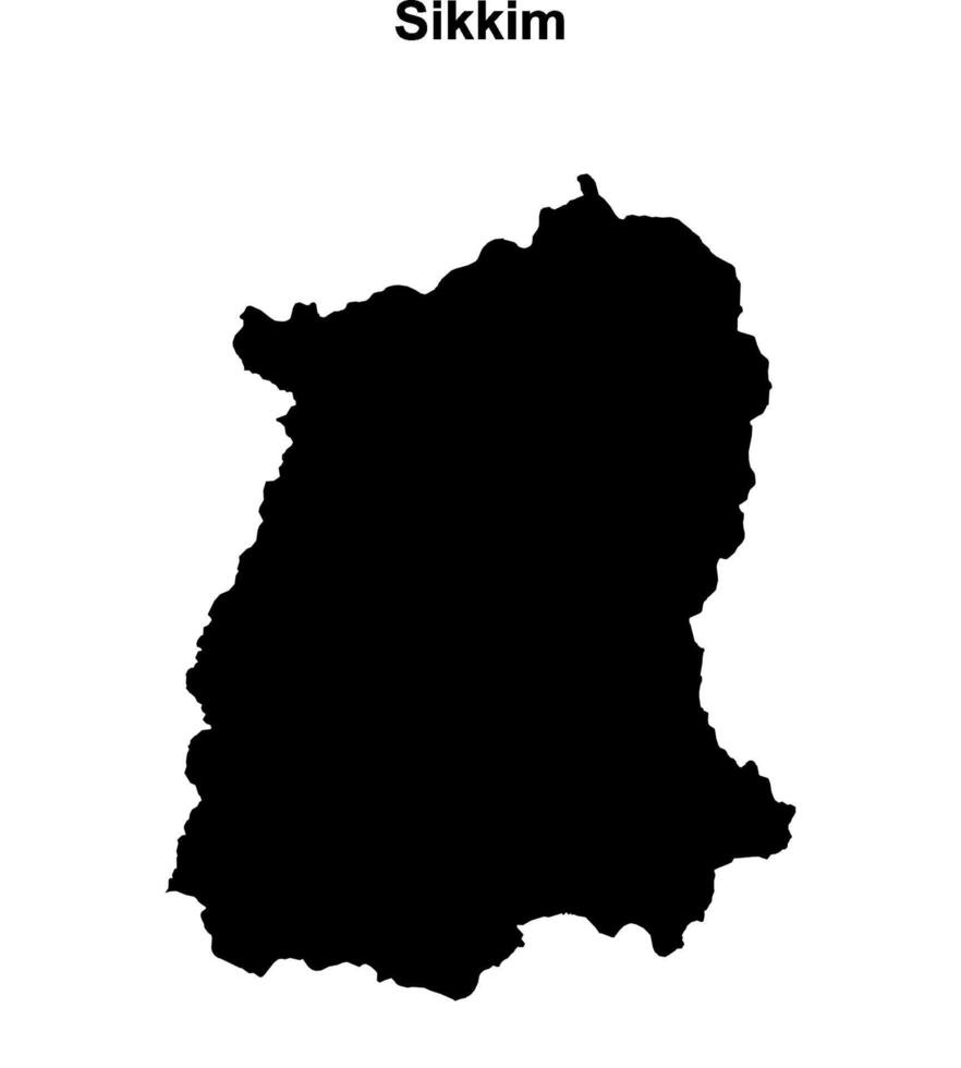 Sikkim state blank outline map vector