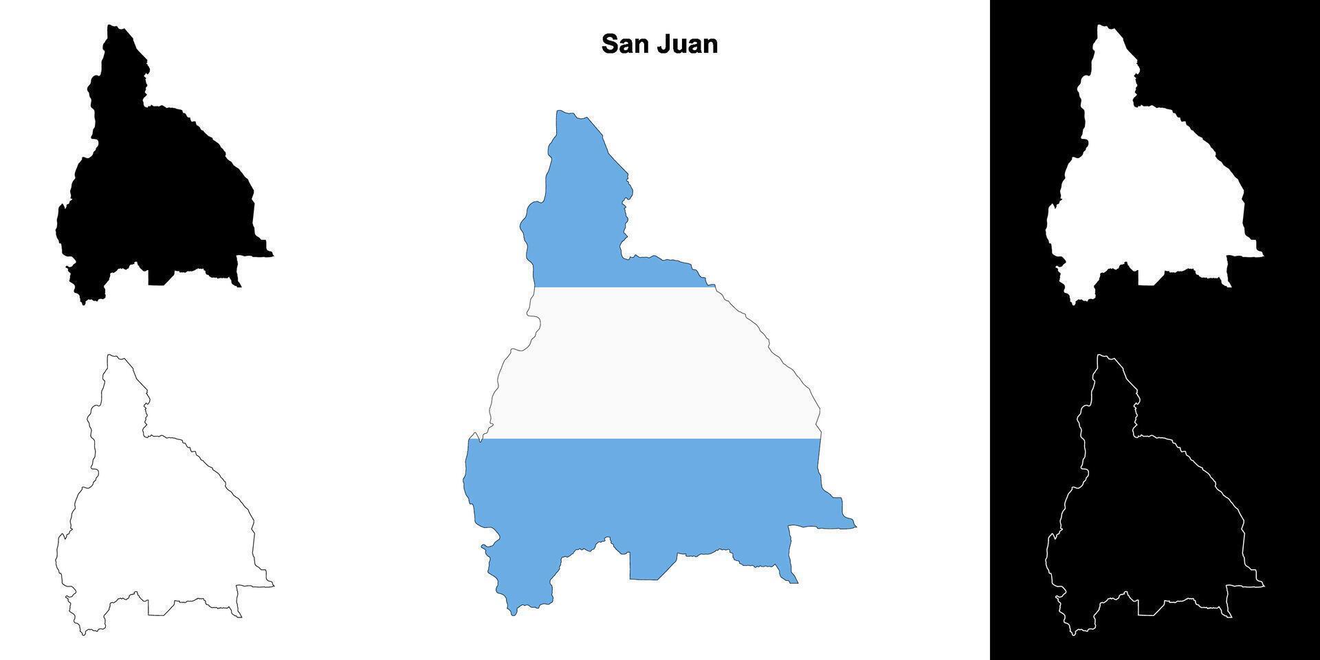 San Juan province outline map set vector