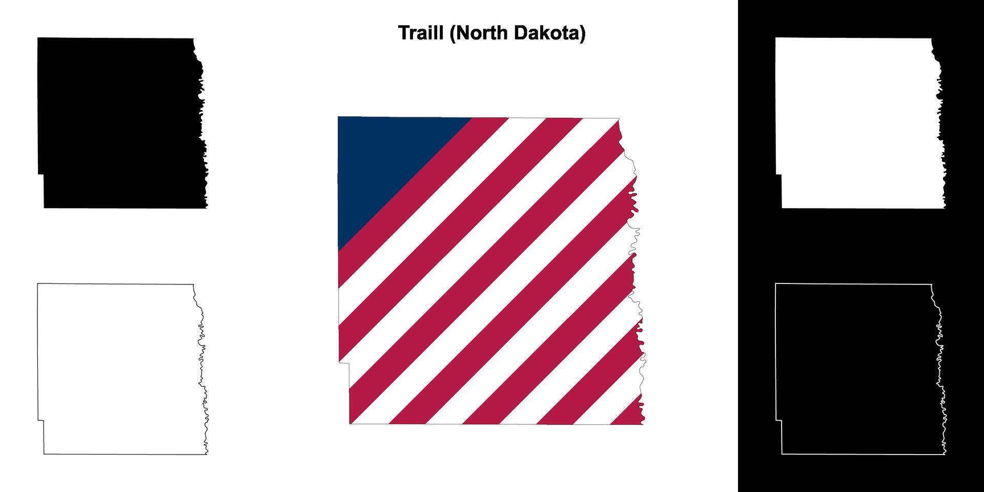 Traill County, North Dakota outline map set vector
