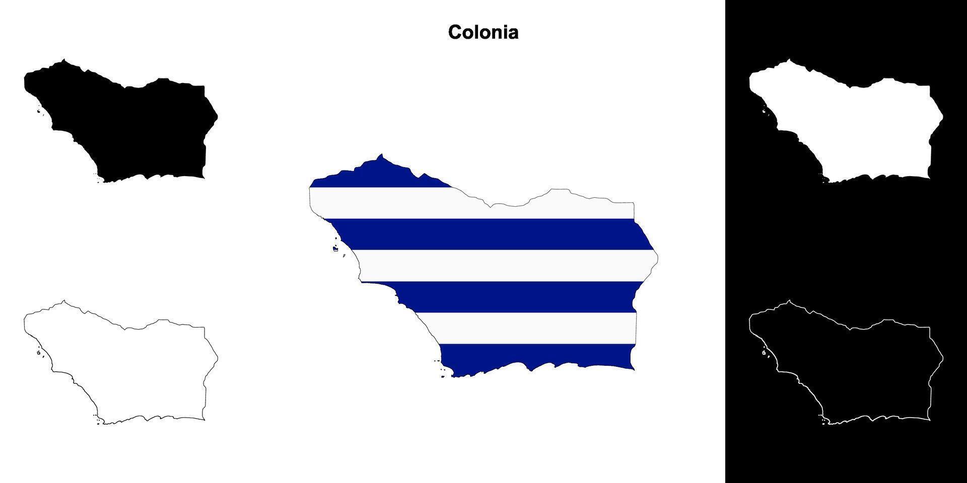 Colonia department outline map set vector