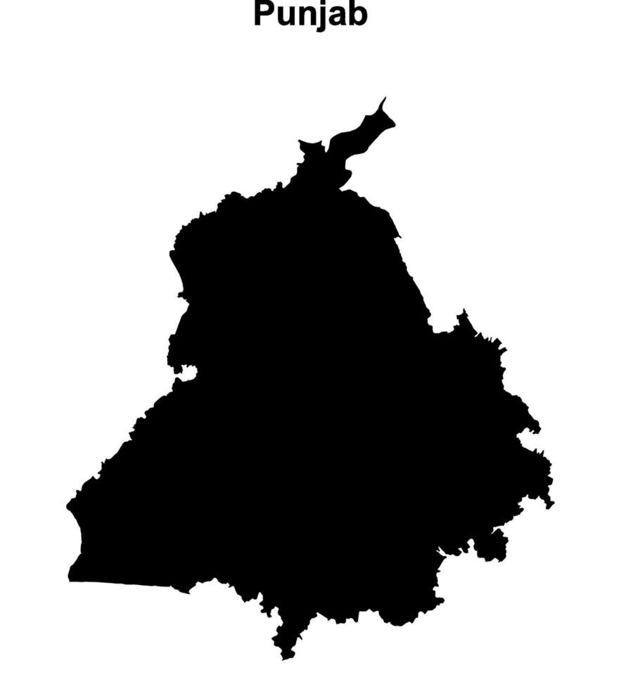 Punjab state blank outline map vector