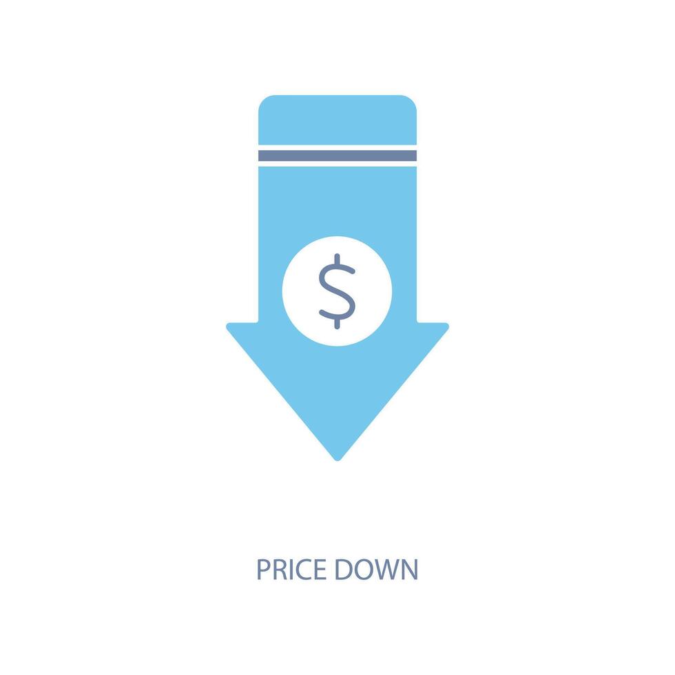 price down concept line icon. Simple element illustration. price down concept outline symbol design. vector