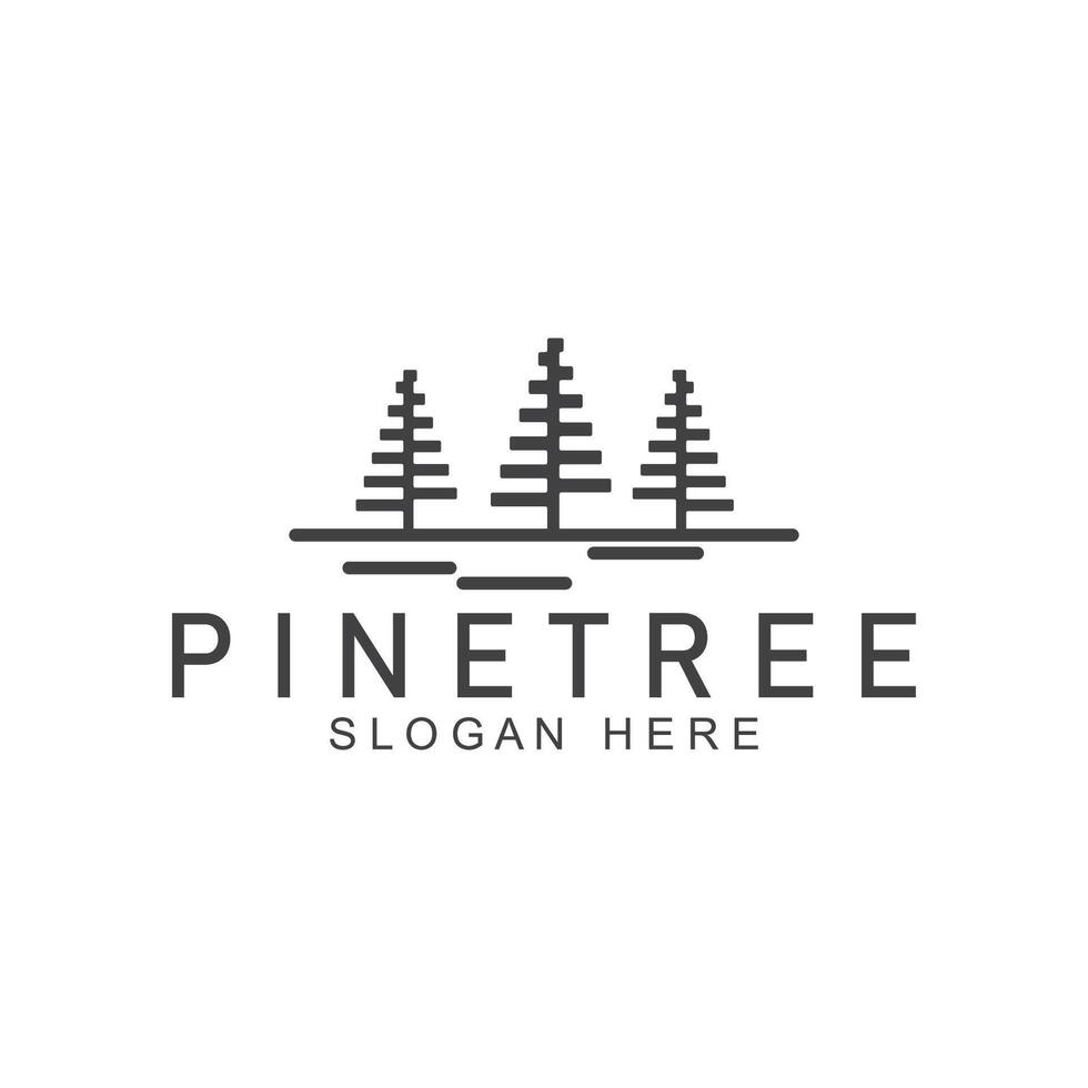 simple pine or fir tree logo pine house evergreen.for pine forest adventurers camping nature badges and business. vector