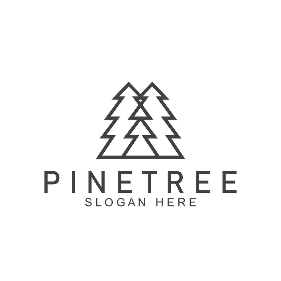 simple pine or fir tree logo pine house evergreen.for pine forest adventurers camping nature badges and business. vector