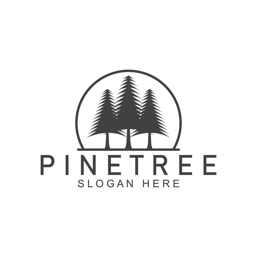 simple pine or fir tree logo pine house evergreen.for pine forest adventurers camping nature badges and business. vector