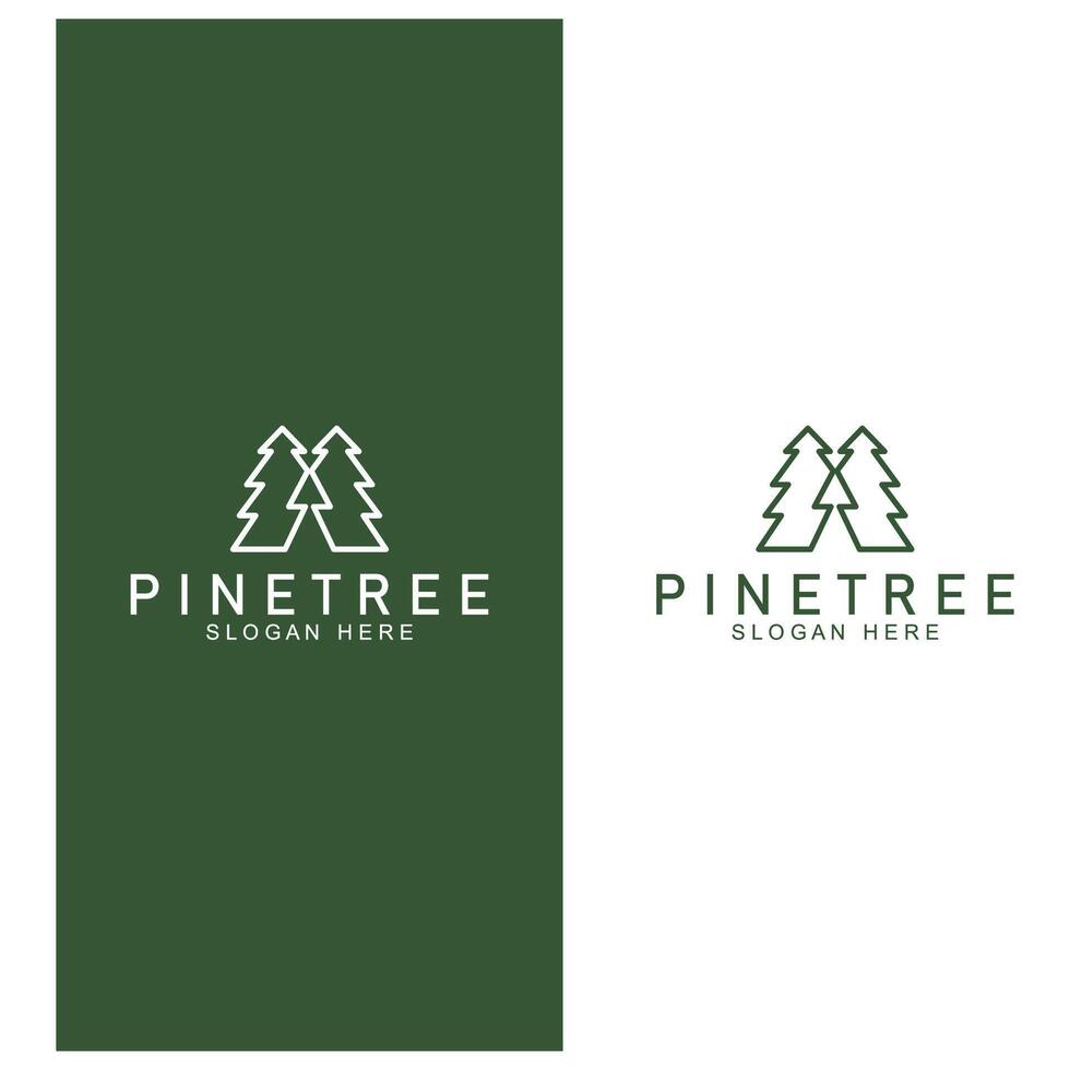 sencillo pino o abeto árbol logo pino casa evergreen.para pino bosque aventureros cámping naturaleza insignias y negocio. vector