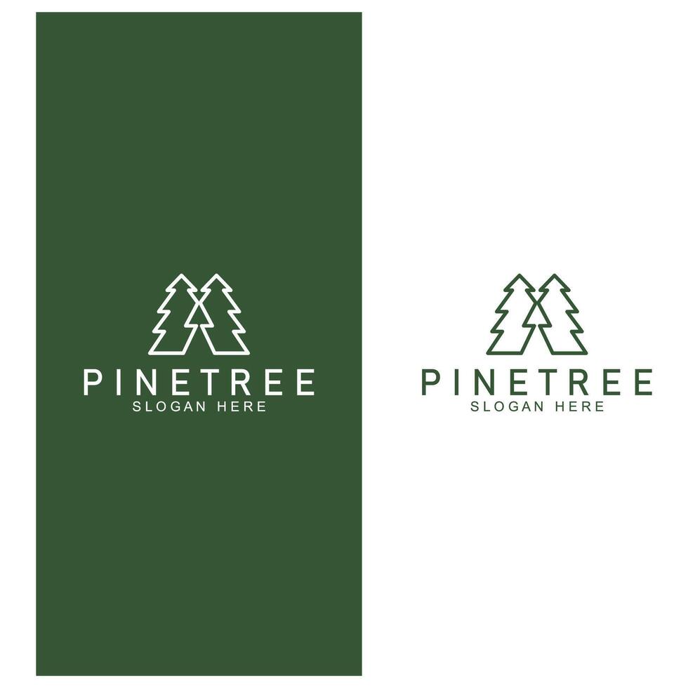 simple pine or fir tree logo pine house evergreen.for pine forest adventurers camping nature badges and business. vector