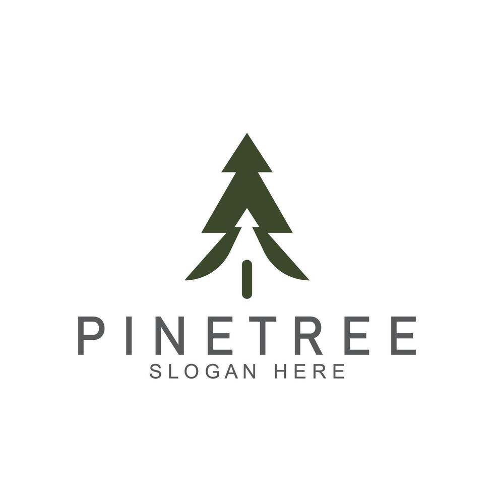 simple pine or fir tree logo pine house evergreen.for pine forest adventurers camping nature badges and business. vector