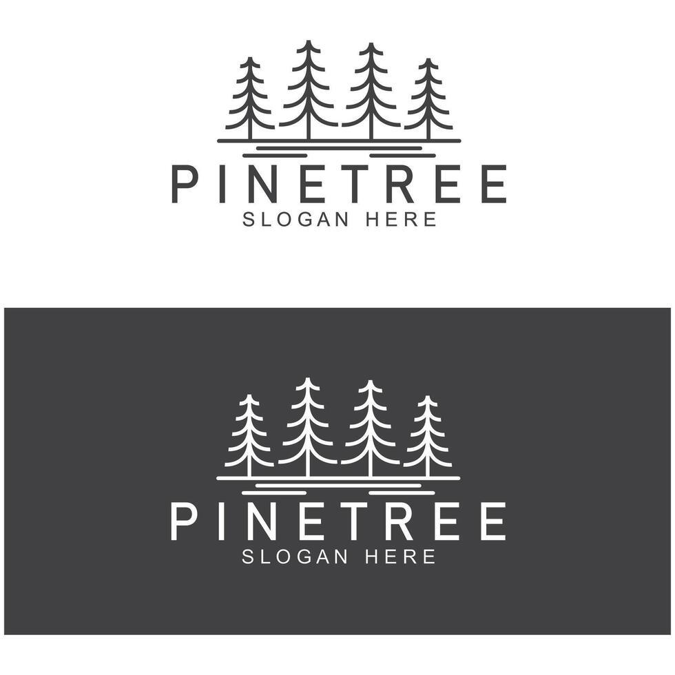 simple pine or fir tree logo pine house evergreen.for pine forest adventurers camping nature badges and business. vector