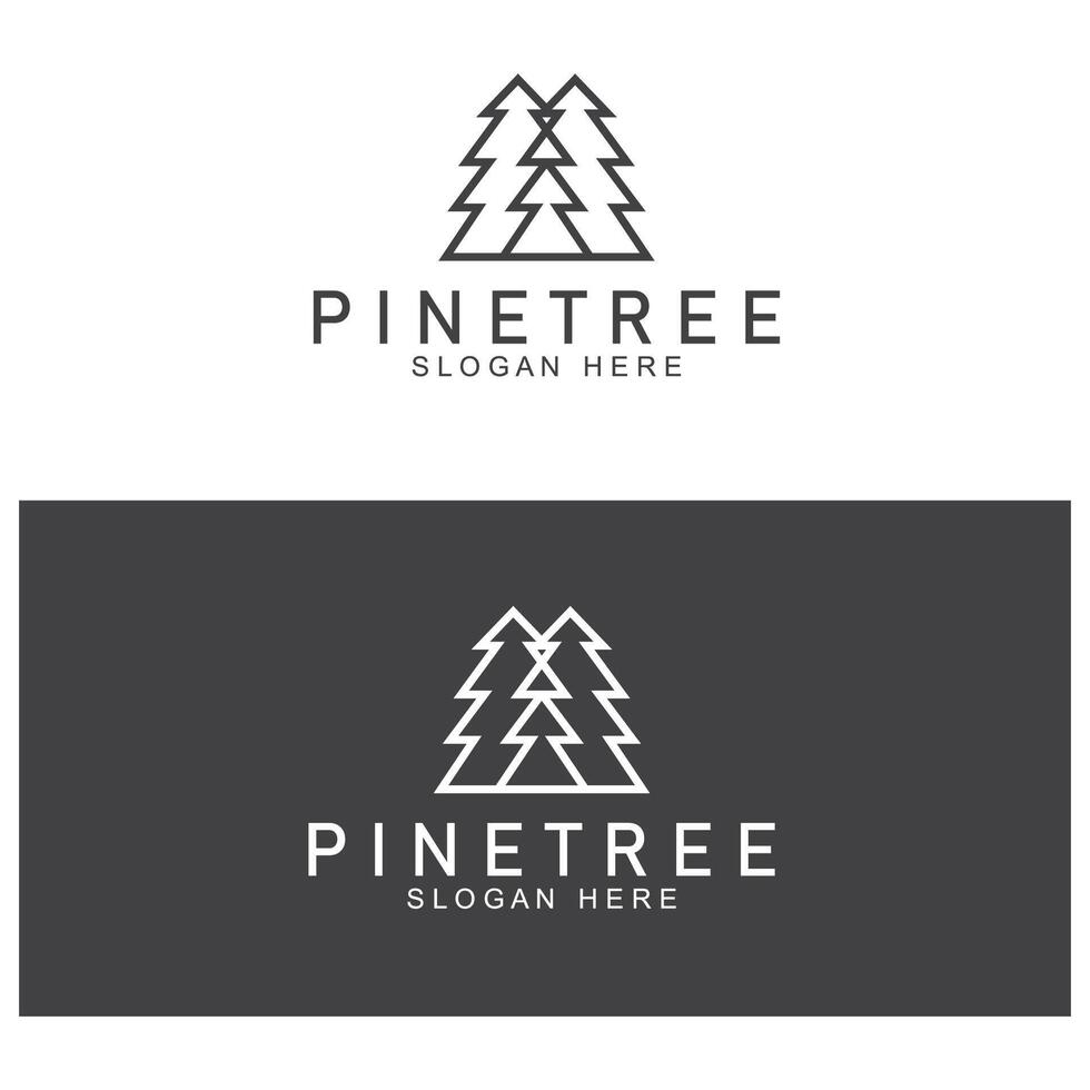 simple pine or fir tree logo pine house evergreen.for pine forest adventurers camping nature badges and business. vector