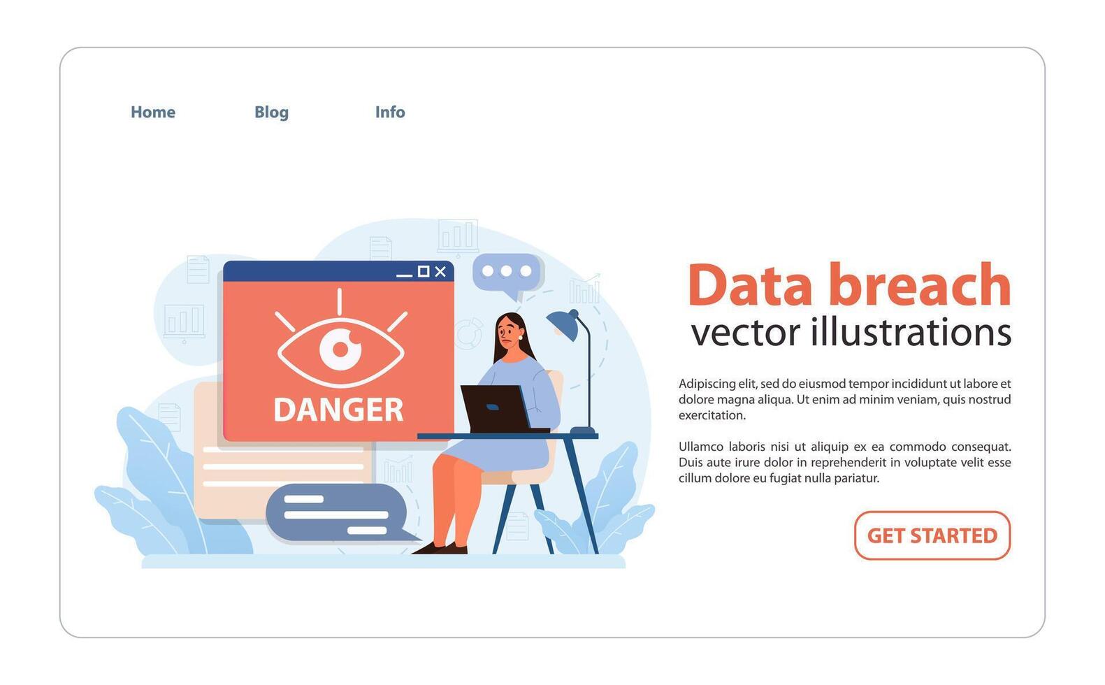 Data breach concept. Urgency and risk palpable. Flat illustration vector