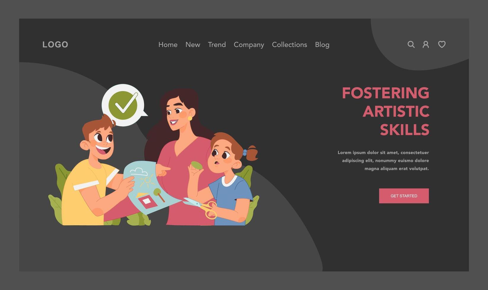 Artistic skills development. Flat illustration vector