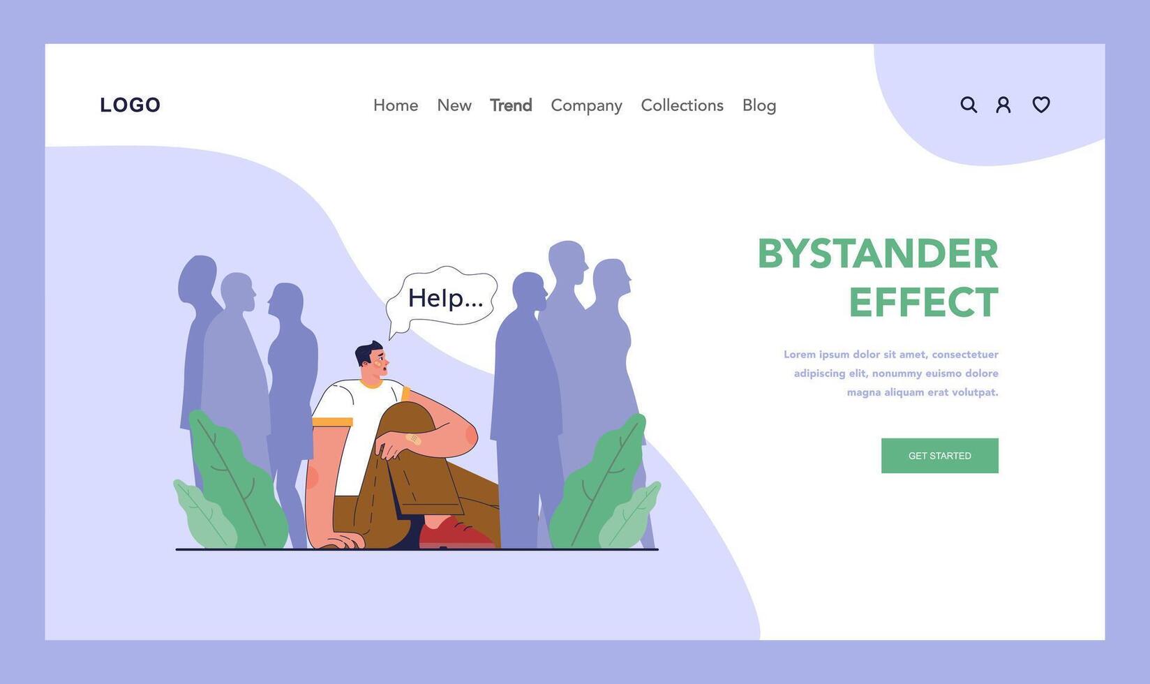 Bullying web banner or landing page. Bystander ignored a victim vector