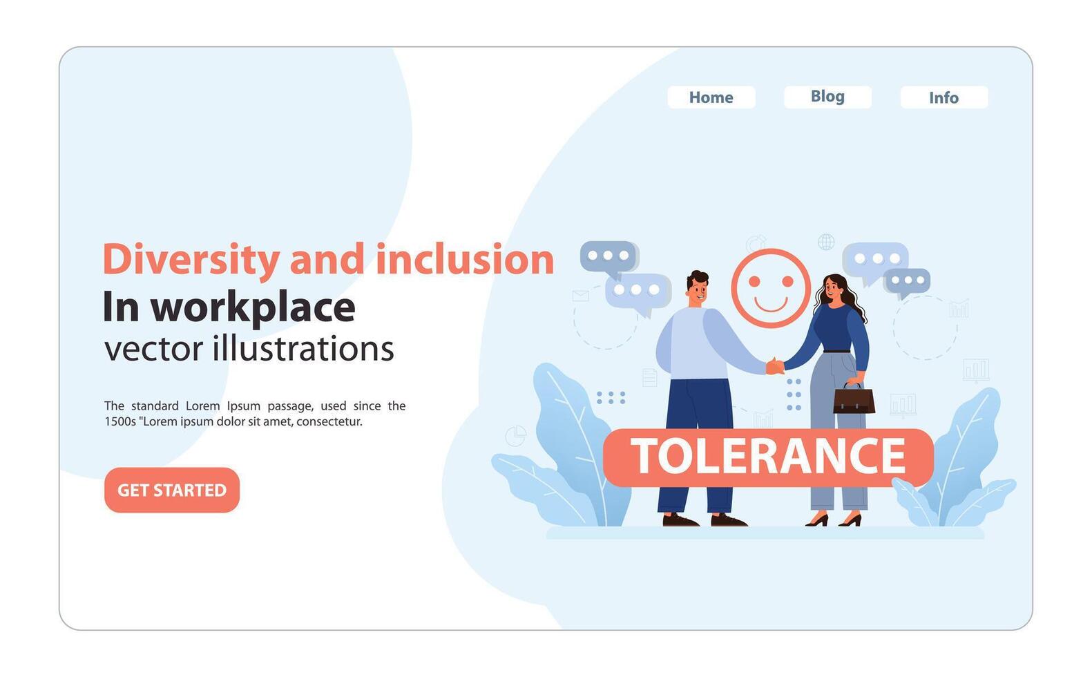 Promoting tolerance in the workplace. Flat illustration. vector