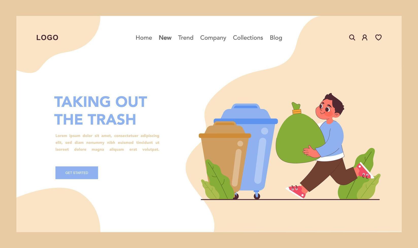 Child doing household chores web banner or landing page. Formation vector