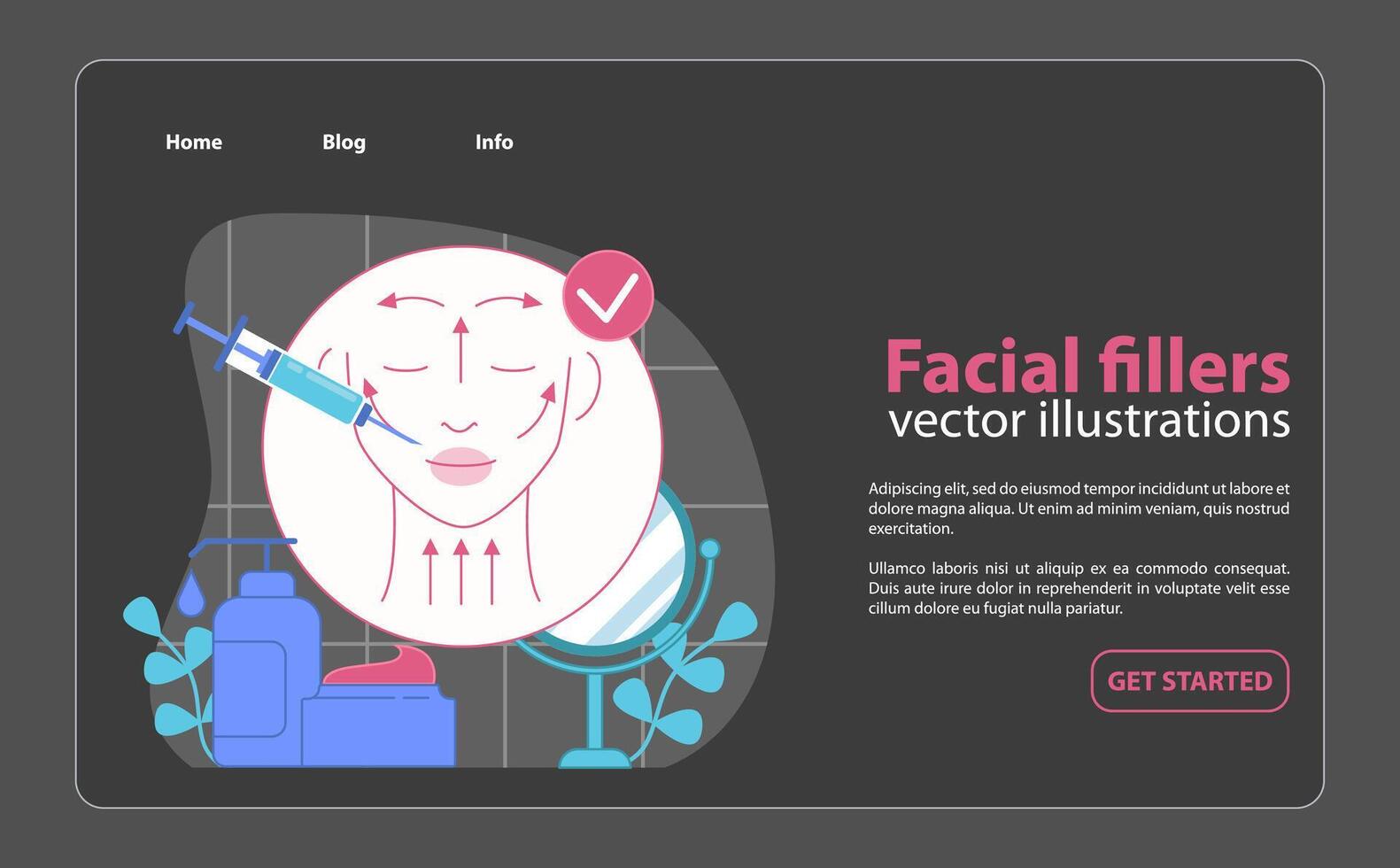 Rejuvenating facial fillers treatment. An illustration showing. vector